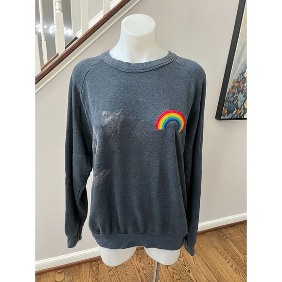 Aviator Nation Gray Sweatshirt with Rainbow Patch - Picture 2 of 5